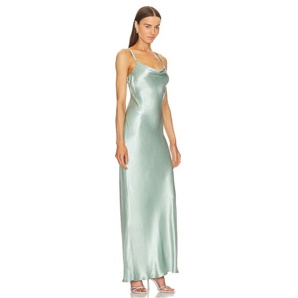 Bec + Bridge Malia Cross Back Cowl Neck Seafoam Green Maxi Dress Size 6 - Picture 2 of 10